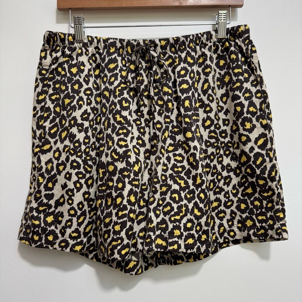 Raquel Allegra Leopard Print Cotton Silk Blend Shorts Large - Picture 2 of 11